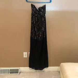Black lace with beige lining dress with open back
